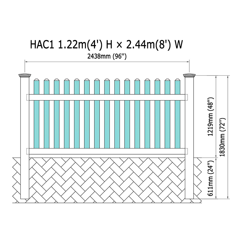 HAC1 栅条围栏 4'Hx8'W