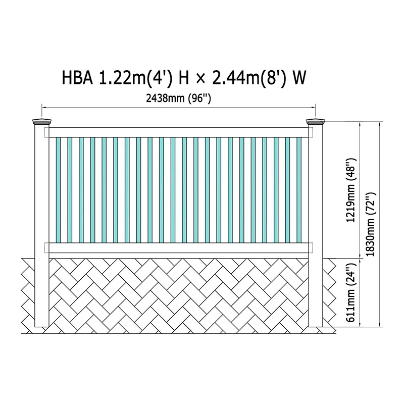 HBA PVC垂直栏杆围栏