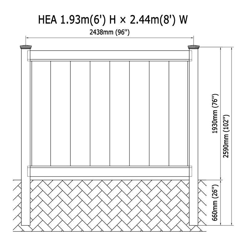 HEA PVC 封闭式面板围栏 6'x8'