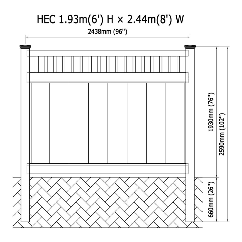 HEC PVC 顶部竖格镂空围栏